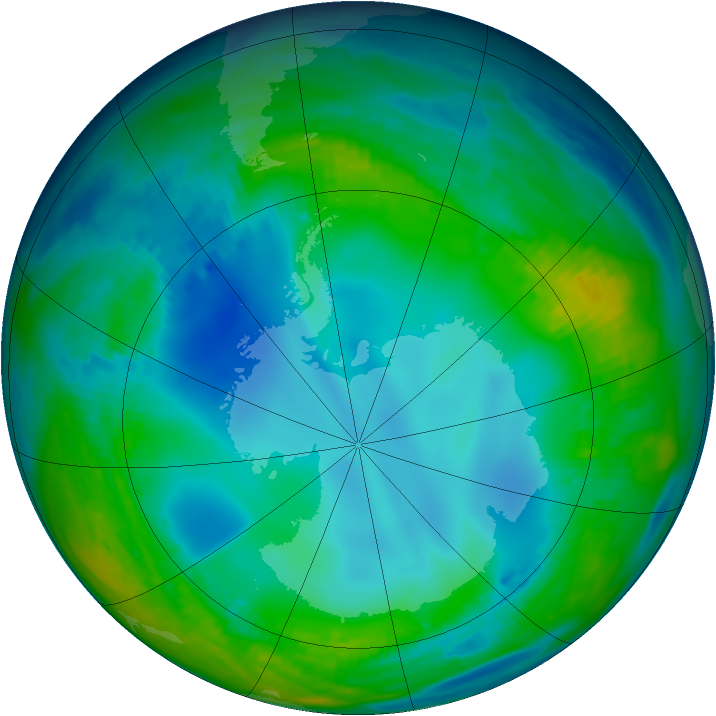 Antarctic ozone map for 26 May 1992